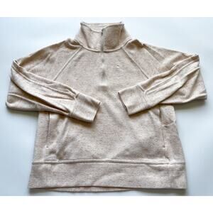 Nike DA1457 Women's Heathered Beige Half Zip Pullover Sweatshirt Size Small